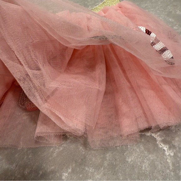 Mud Pie Pink Christmas Tutu Tulle Skirt Sequin Santa Candy Cane & Reindeer 3T - Picture 5 of 5